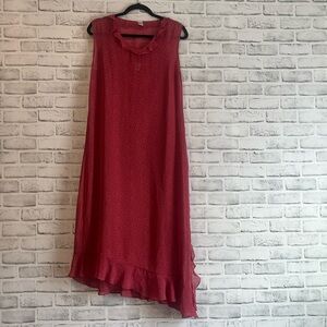 Pink Sleeveless Dress with Ruffle Hem